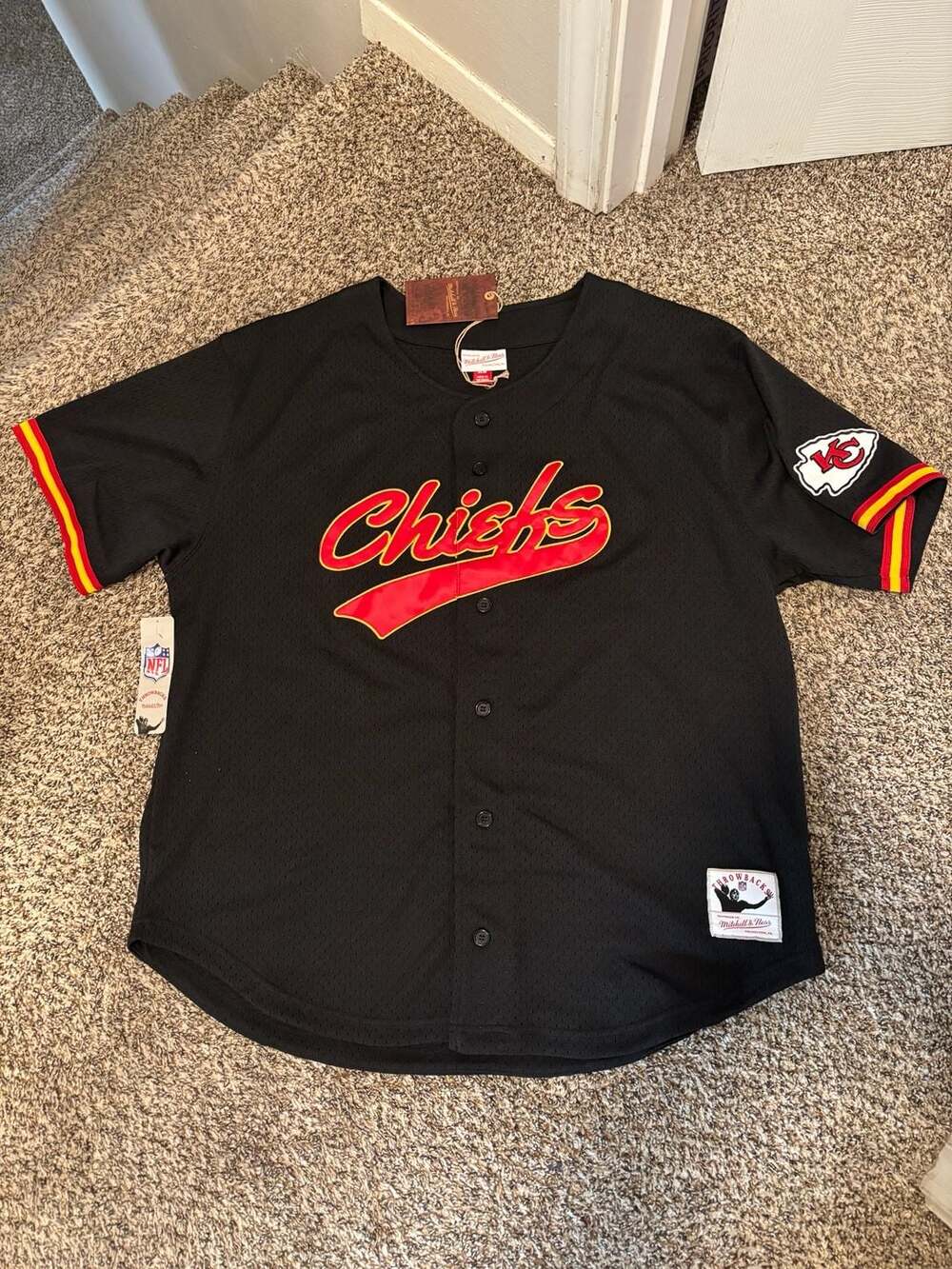 Mitchell & Ness NFL Kansas City Chiefs On The Clock Mesh Jersey Black Size XL